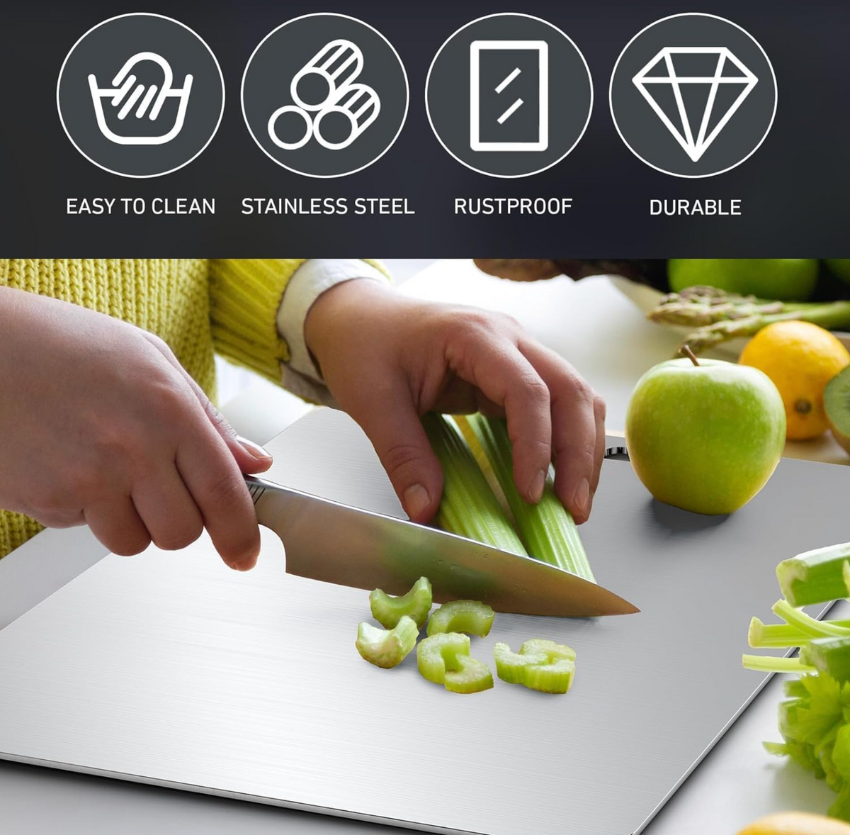 Titanium Cutting Board with Scratch-Resistant and Non-Porous Surface