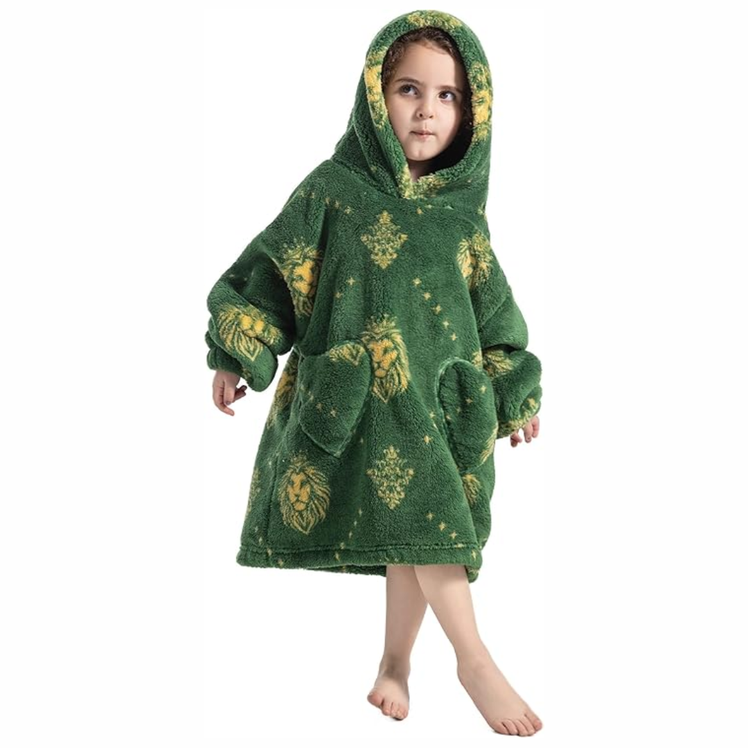 Toddler Hooded Blanket with Sleeves and Front Pockets
