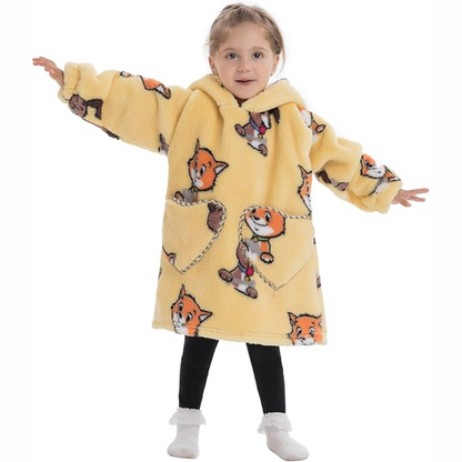 Toddler Hooded Blanket with Sleeves and Front Pockets