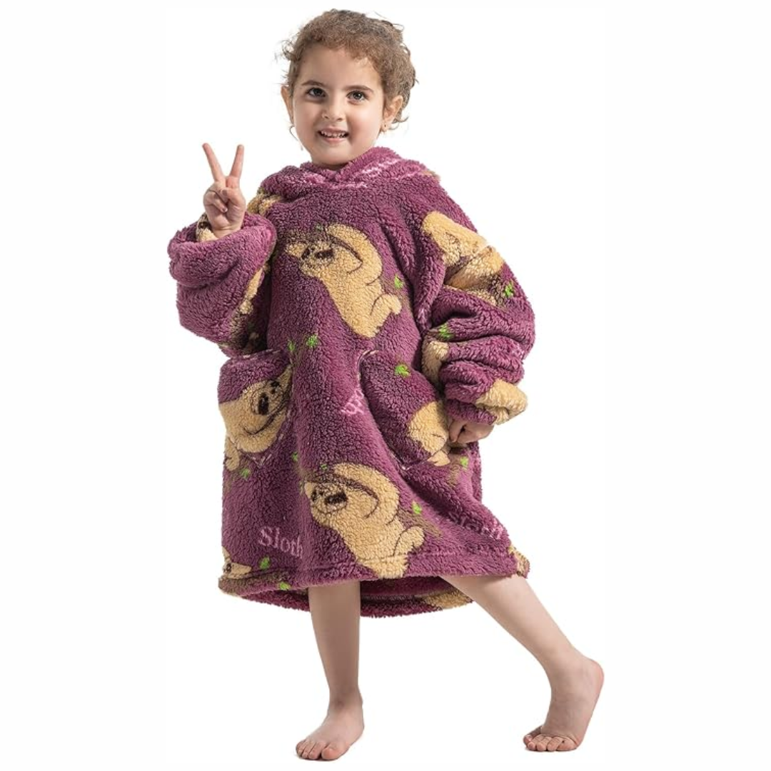 Toddler Hooded Blanket with Sleeves and Front Pockets