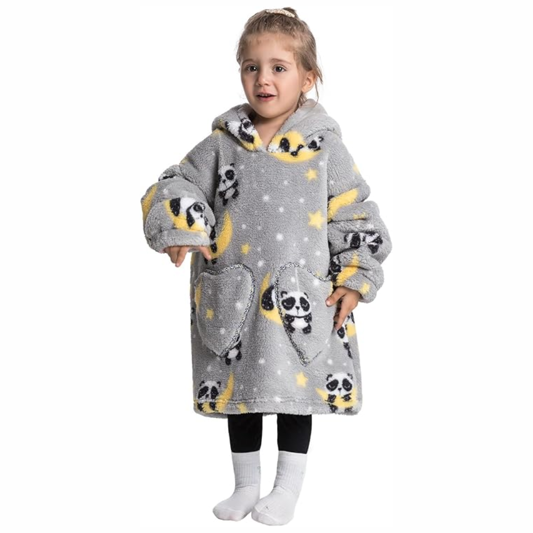 Toddler Hooded Blanket with Sleeves and Front Pockets