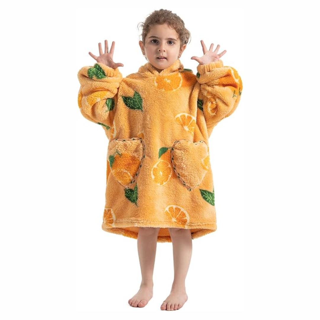 Toddler Hooded Blanket with Sleeves and Front Pockets