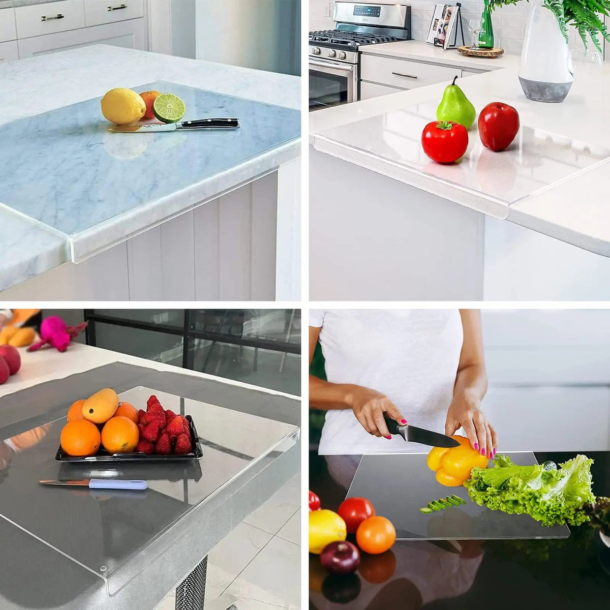 Transparent Acrylic Cutting Board with Non-Slip Surface and Easy-Grip Edge