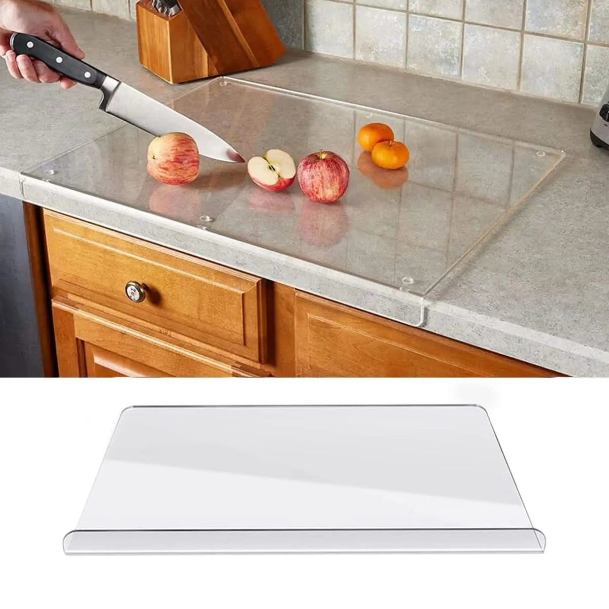 Transparent Acrylic Cutting Board with Non-Slip Surface and Easy-Grip Edge