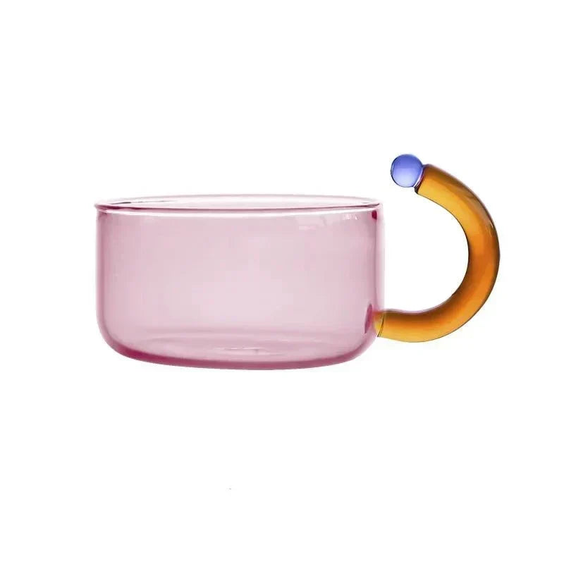 Transparent Heat-Resistant Glass Tea Set with Contrasting Design
