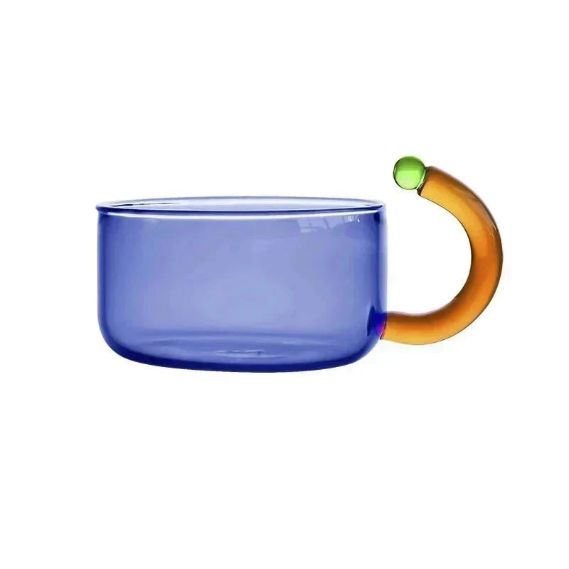 Transparent Heat-Resistant Glass Tea Set with Contrasting Design