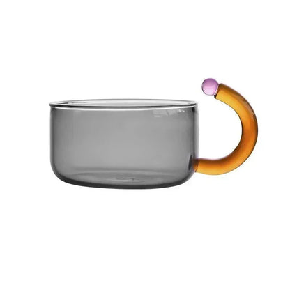 Transparent Heat-Resistant Glass Tea Set with Contrasting Design