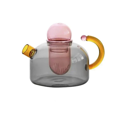 Transparent Heat-Resistant Glass Tea Set with Contrasting Design