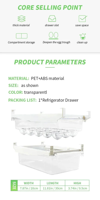 Transparent Refrigerator Drawer Organiser for Fresh Food Storage