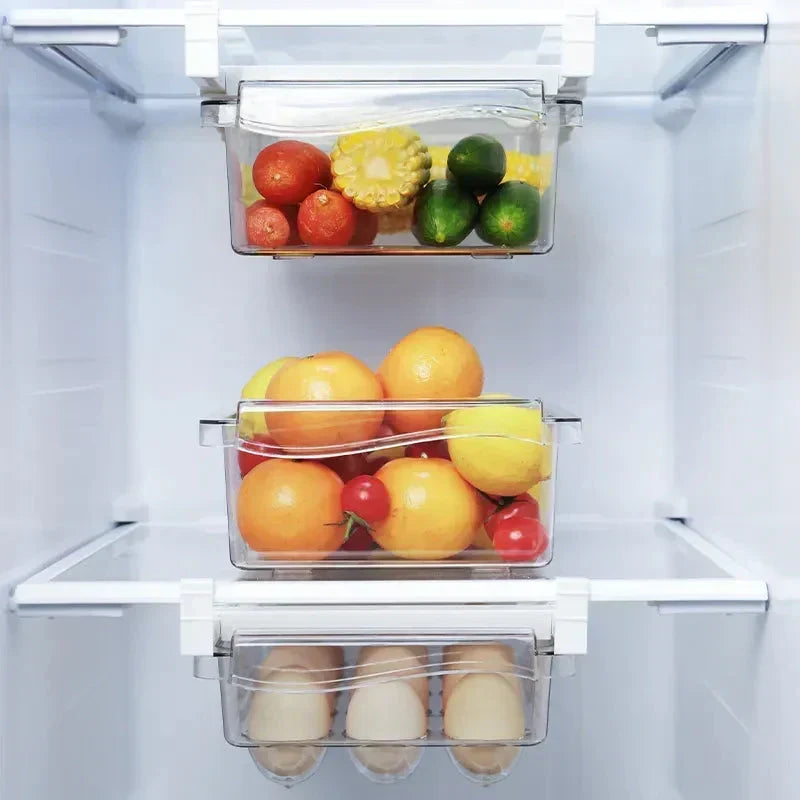 Transparent Refrigerator Drawer Organiser for Fresh Food Storage