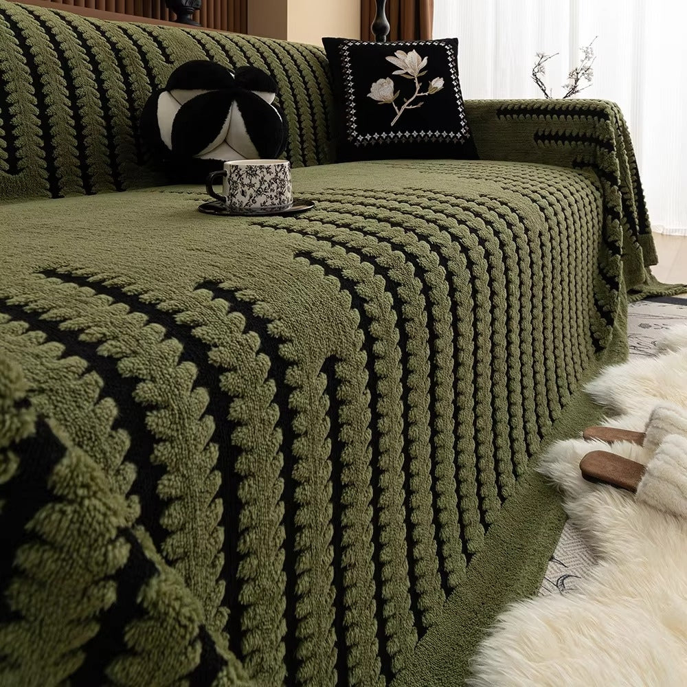 Tufted Velvet Sofa Cover – Soft Microfibre Blend with Anti-Slip Backing