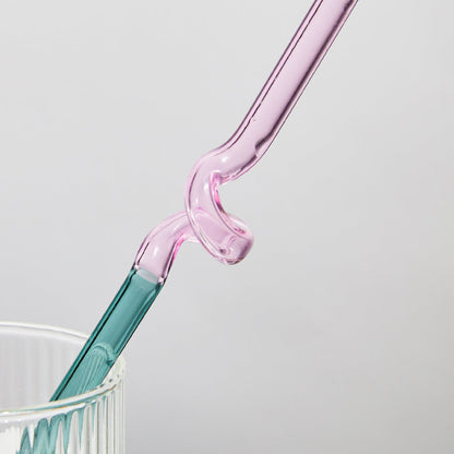 Twisted Borosilicate Glass Drinking Straws with Reusable Design