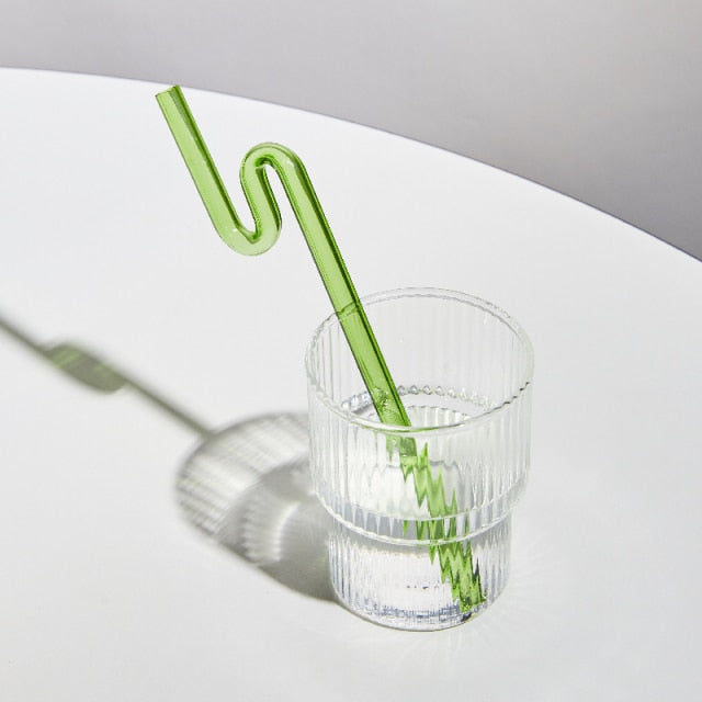Twisted Borosilicate Glass Drinking Straws with Reusable Design