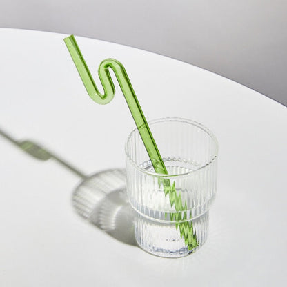 Twisted Borosilicate Glass Drinking Straws with Reusable Design
