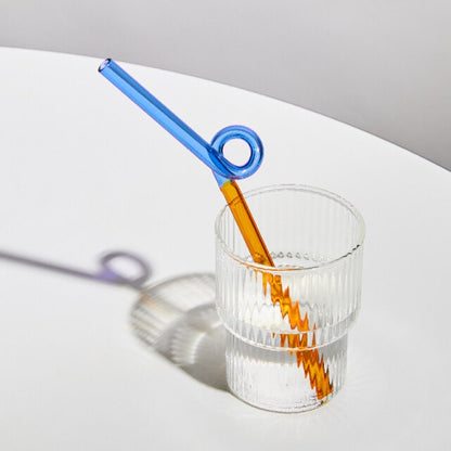 Twisted Borosilicate Glass Drinking Straws with Reusable Design