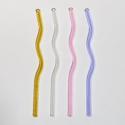 Twisted Borosilicate Glass Drinking Straws with Reusable Design