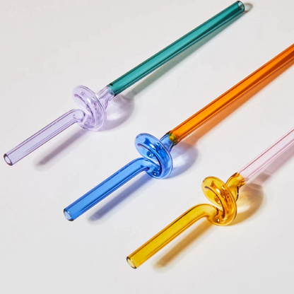 Twisted Borosilicate Glass Drinking Straws with Reusable Design