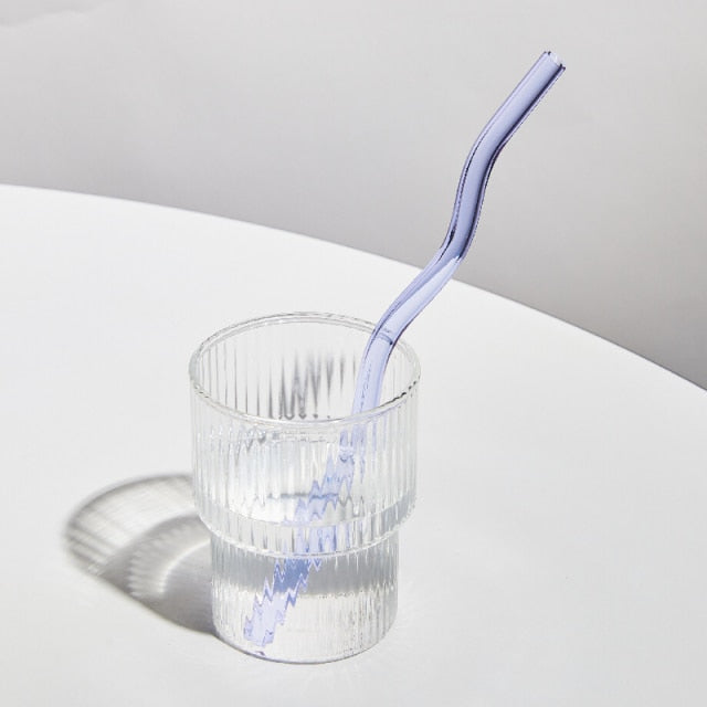 Twisted Borosilicate Glass Drinking Straws with Reusable Design
