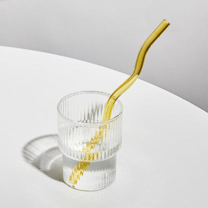 Twisted Borosilicate Glass Drinking Straws with Reusable Design