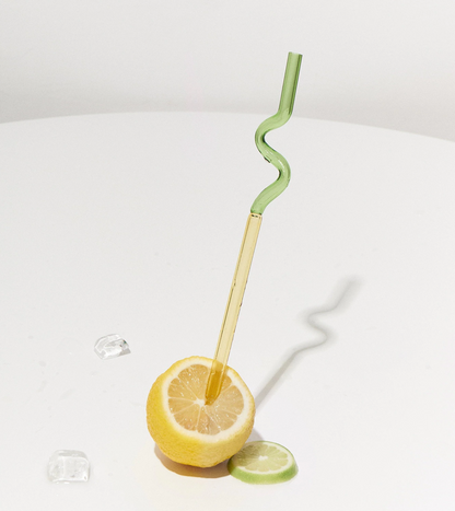 Twisted Borosilicate Glass Drinking Straws with Reusable Design