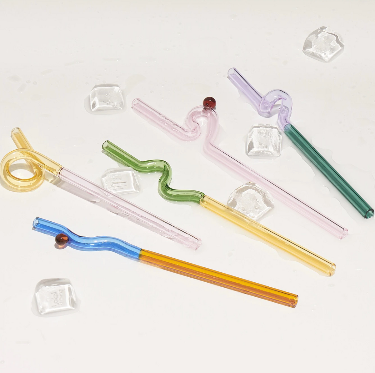 Twisted Borosilicate Glass Drinking Straws with Reusable Design