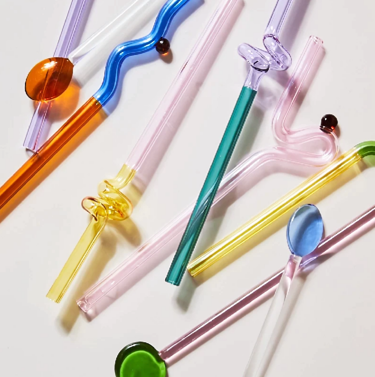 Twisted Borosilicate Glass Drinking Straws with Reusable Design
