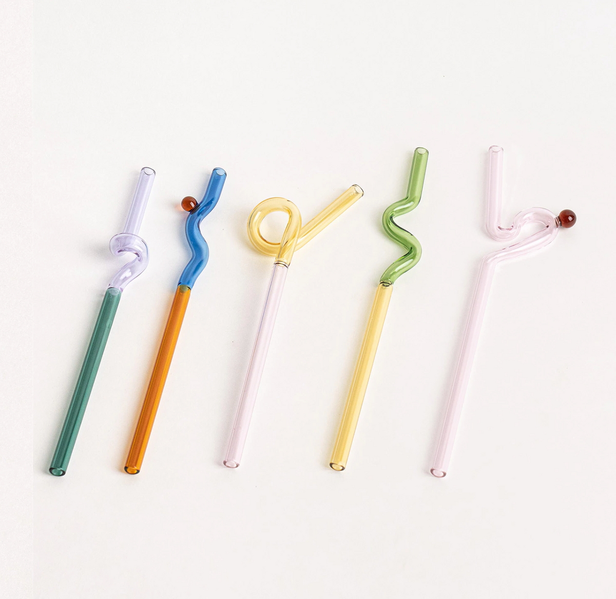Twisted Borosilicate Glass Drinking Straws with Reusable Design