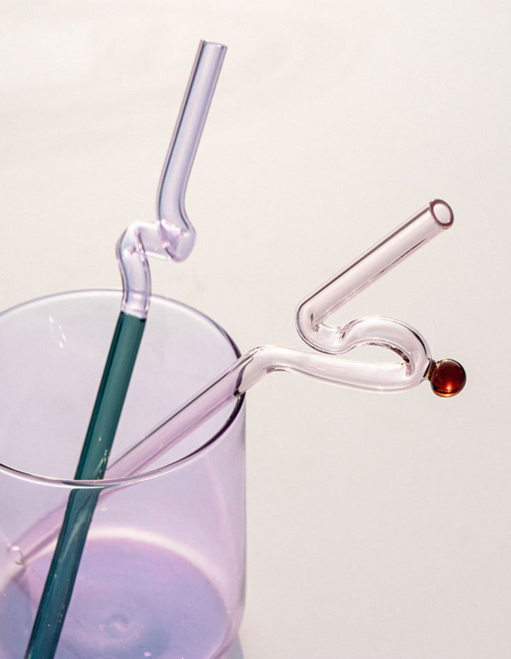 Twisted Borosilicate Glass Drinking Straws with Reusable Design