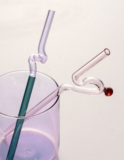 Twisted Borosilicate Glass Drinking Straws with Reusable Design