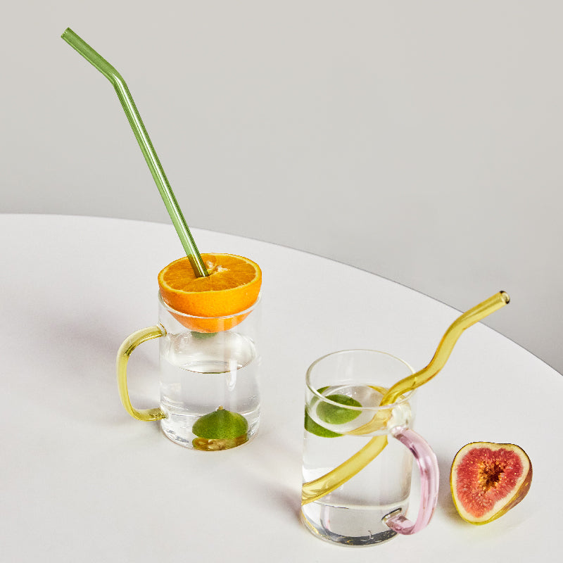 Twisted Borosilicate Glass Drinking Straws with Reusable Design