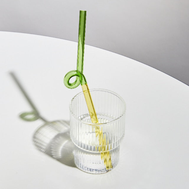 Twisted Borosilicate Glass Drinking Straws with Reusable Design