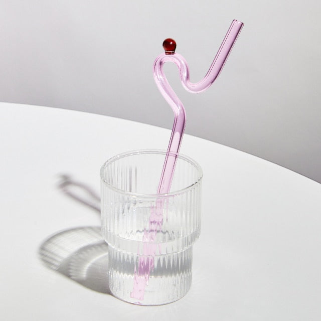 Twisted Borosilicate Glass Drinking Straws with Reusable Design