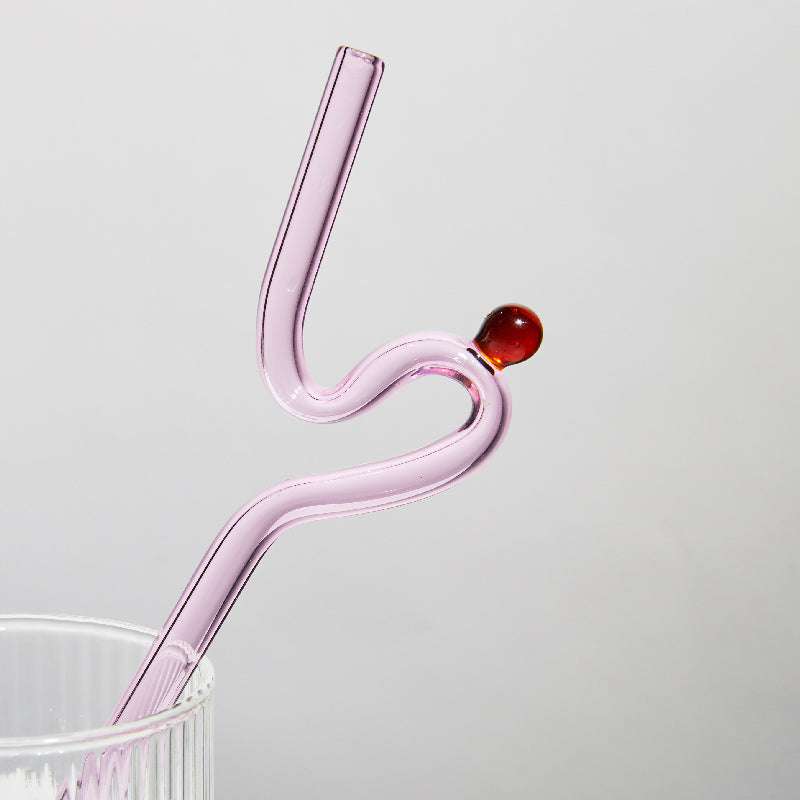 Twisted Borosilicate Glass Drinking Straws with Reusable Design