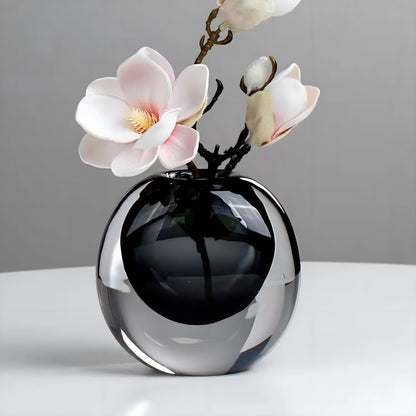 Two-Tone Smoked Glass Sculptural Vase for Living Room and Sideboard