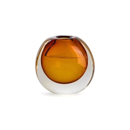 Two-Tone Smoked Glass Sculptural Vase for Living Room and Sideboard