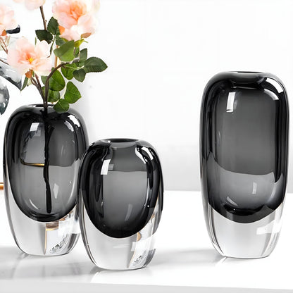 Two-Tone Smoked Glass Sculptural Vase for Living Room and Sideboard