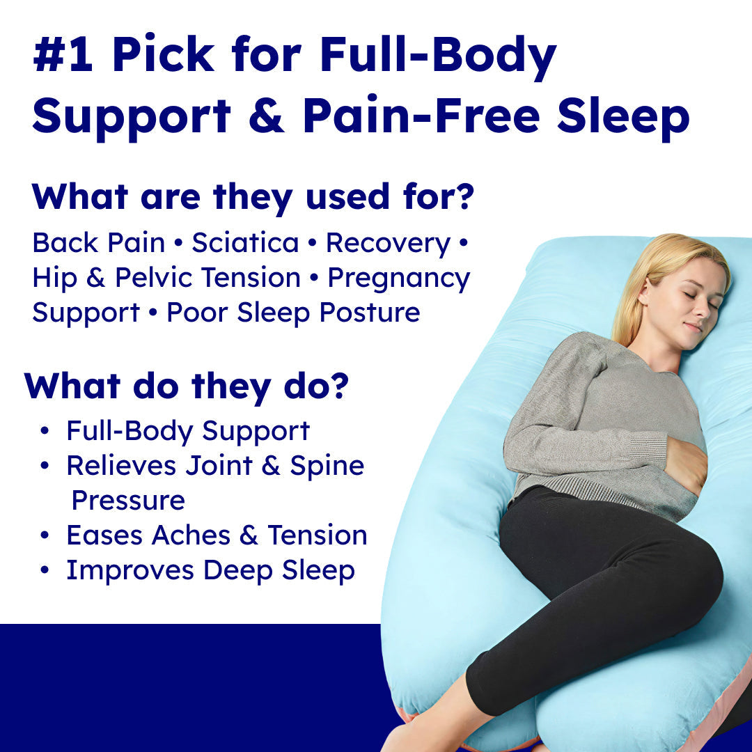 U-Shaped Full Body Pillow with Plush Padding for Sleeping and Relaxation