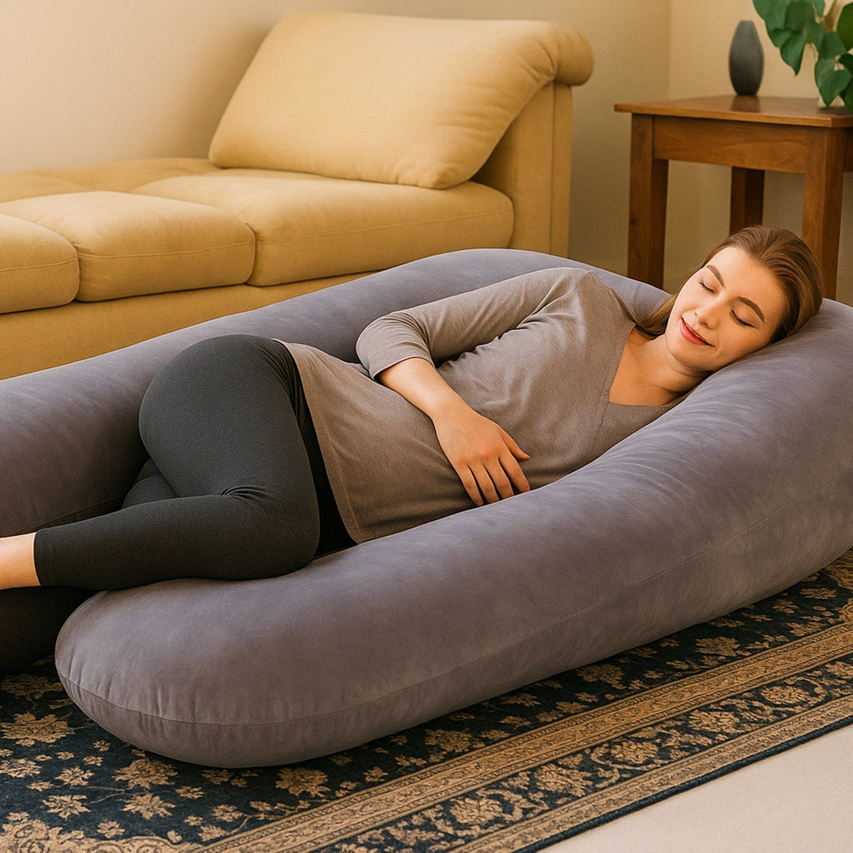 U-Shaped Full Body Pillow with Plush Padding for Sleeping and Relaxation