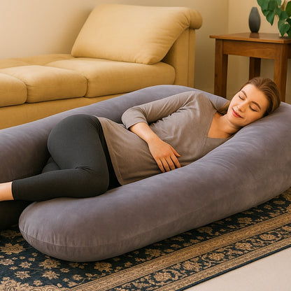 U-Shaped Full Body Pillow with Plush Padding for Sleeping and Relaxation