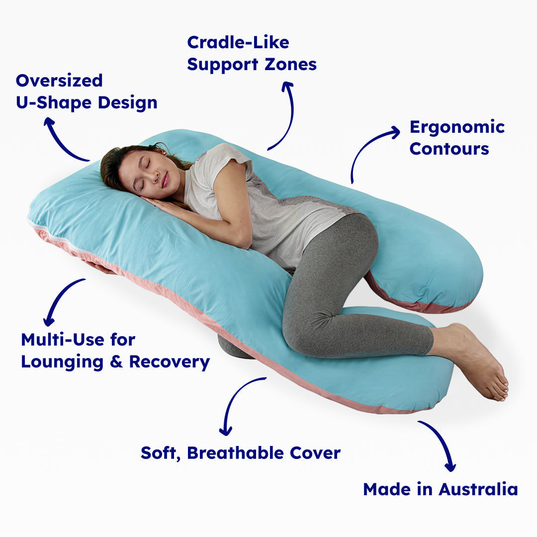 U-Shaped Full Body Pillow with Plush Padding for Sleeping and Relaxation