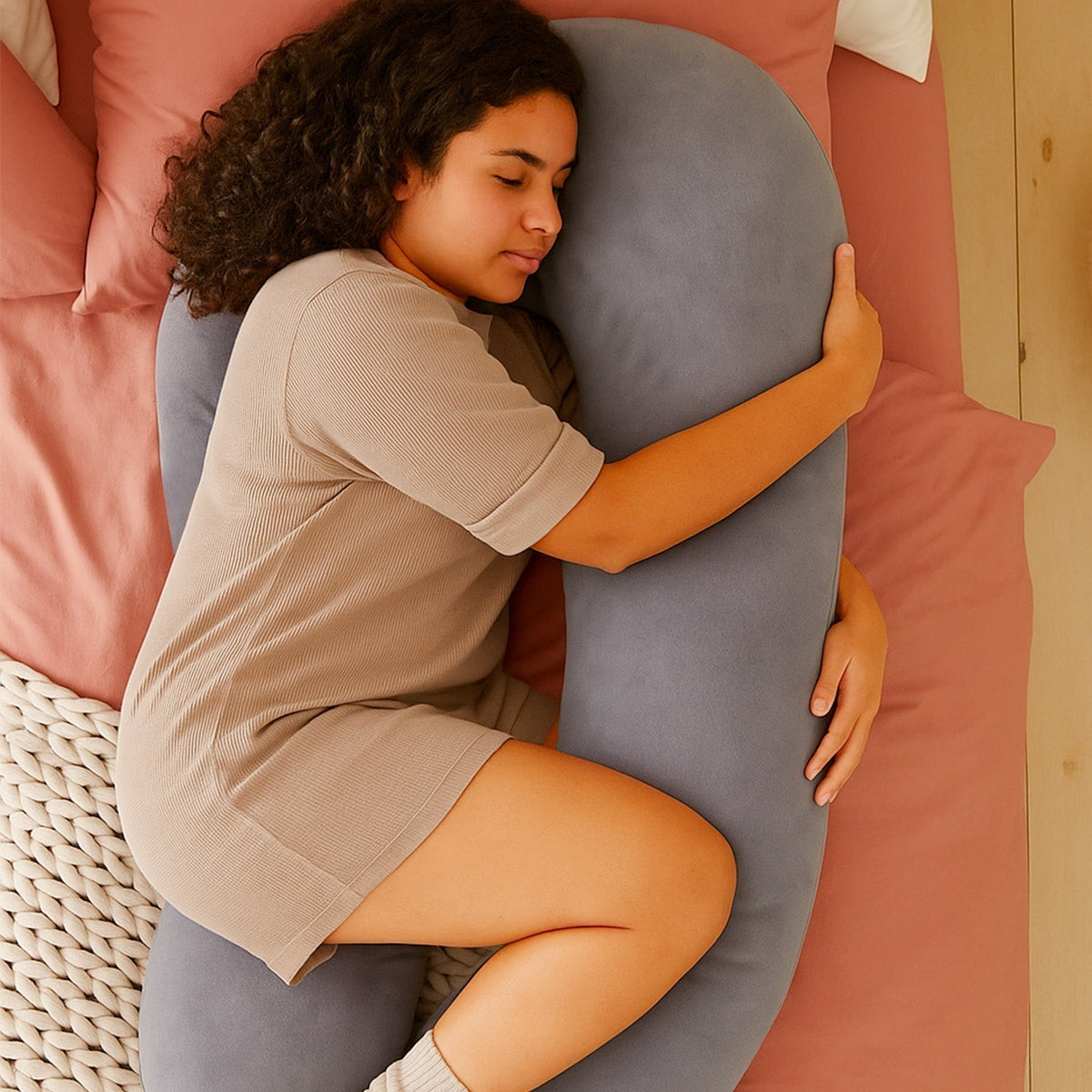 U-Shaped Full Body Pillow with Plush Padding for Sleeping and Relaxation