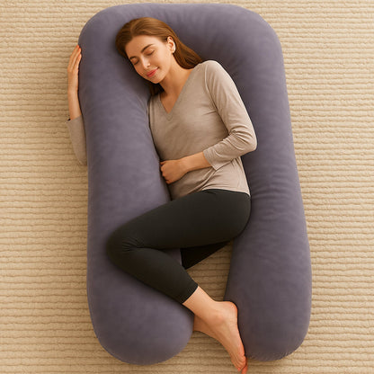U-Shaped Full Body Pillow with Plush Padding for Sleeping and Relaxation