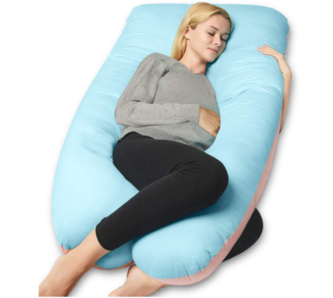 U-Shaped Full Body Pillow with Plush Padding for Sleeping and Relaxation