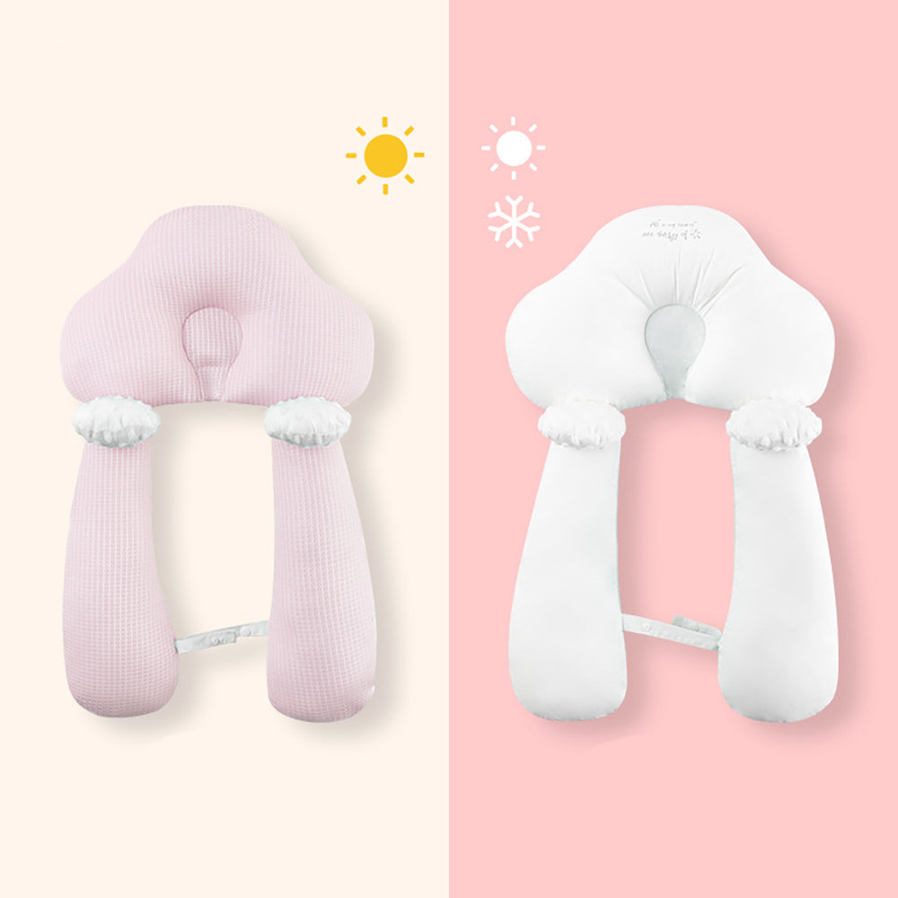 U-Shaped Infant Pillow with Adjustable Neck Support in Organic Cotton