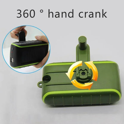 USB Hand Crank Solar Power Bank with LED Flashlight