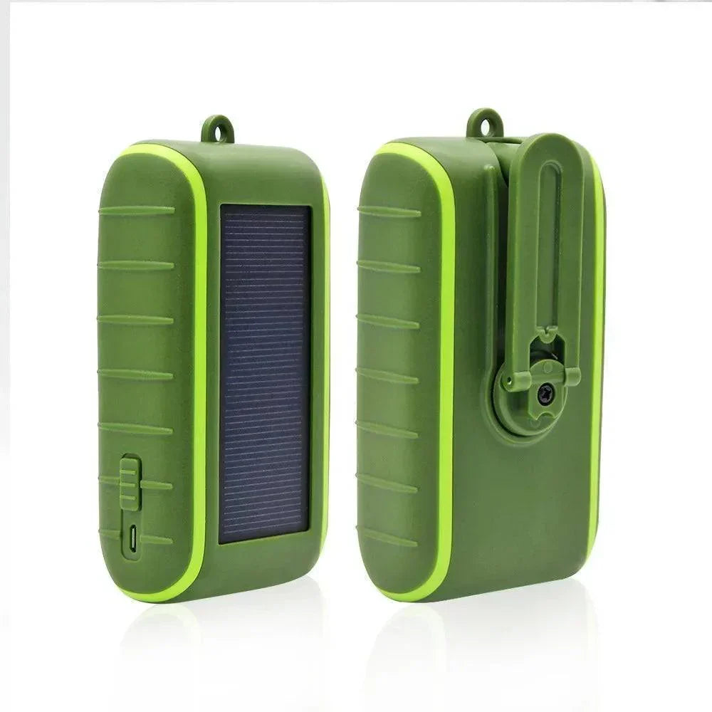 USB Hand Crank Solar Power Bank with LED Flashlight