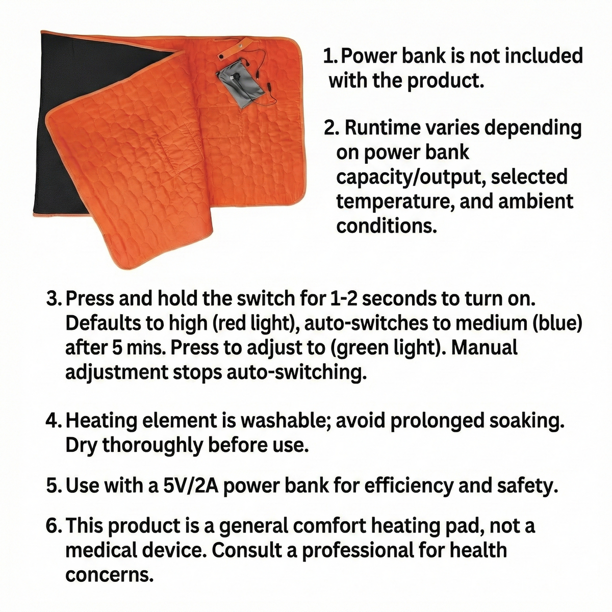USB Heated Yoga Mat with Five Heating Zones and Adjustable Temperature