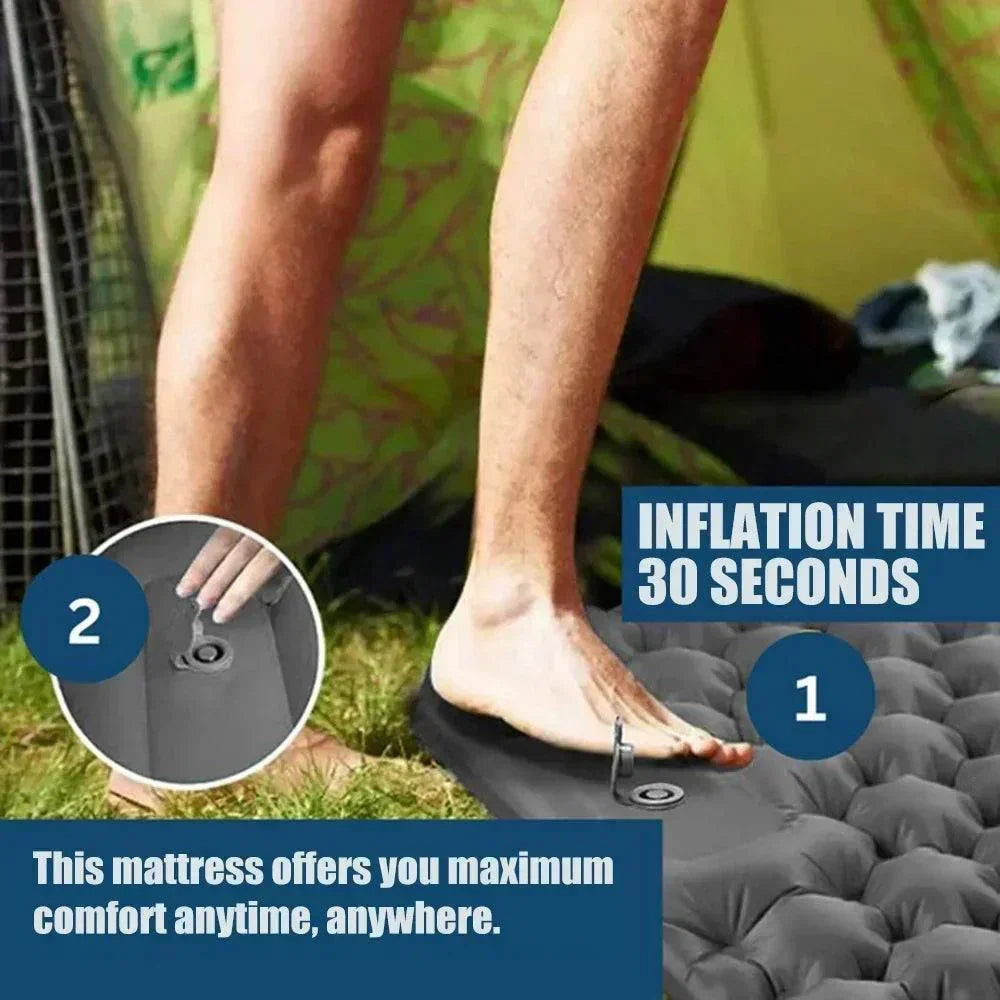 Ultralight Inflatable Camping Mattress with Built-In Foot Pump and Pillow