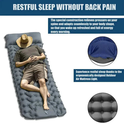 Ultralight Inflatable Camping Mattress with Built-In Foot Pump and Pillow