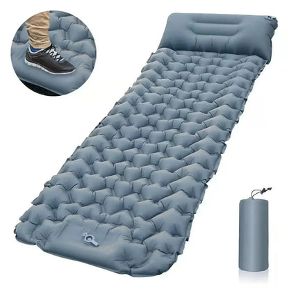 Ultralight Inflatable Camping Mattress with Built-In Foot Pump and Pillow
